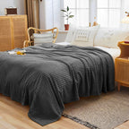 Grey Throw Blanket Warm Cozy Striped