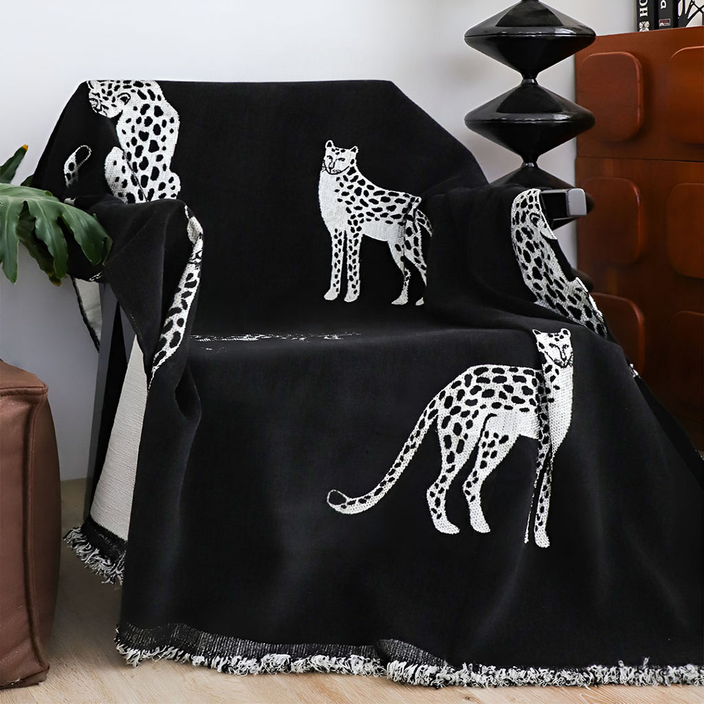 SOGA One-seater Black Sofa Cover Leopard Print 130x180cm Polyester