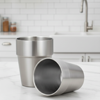 SOGA 175ml Stainless Steel Cups Set of 6 Reusable Durable Silver Drinking Tumblers