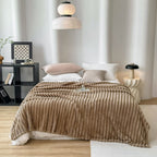 SOGA 150x200cm Warm & Cozy Flannel Polyester Throw Blanket Light Brown