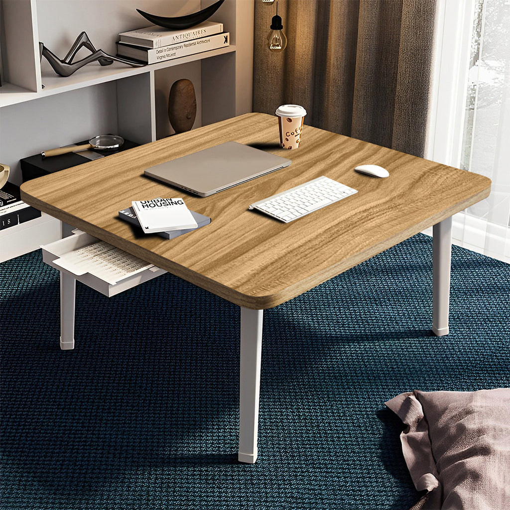 Wood-Colored Portable Floor Table – Soga International