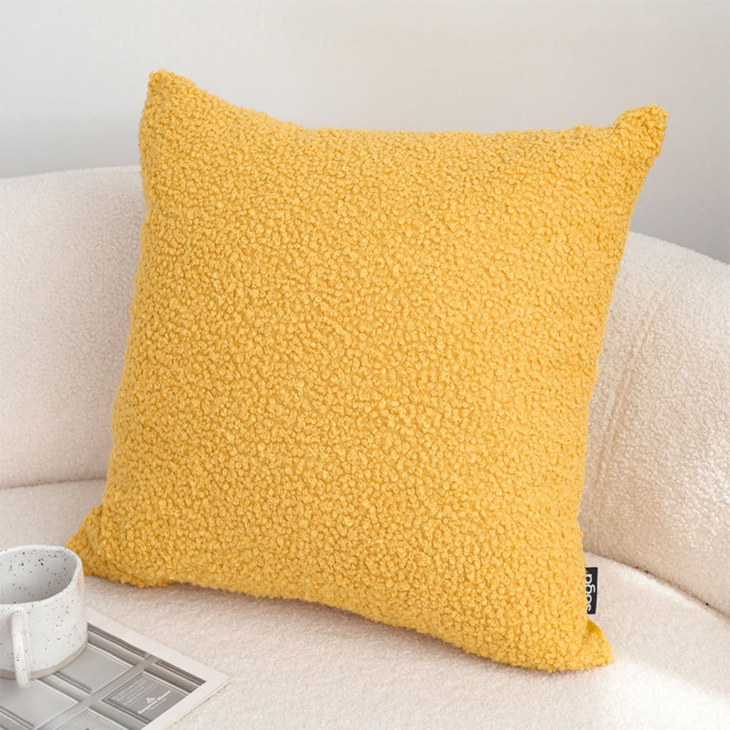 SOGA Boucle Textured Cushion 50cm Mustard Yellow Soft Cozy Decorative Throw Pillow