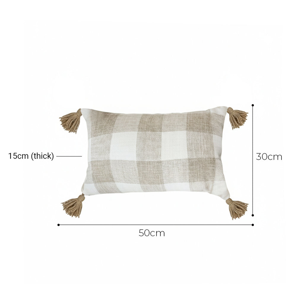 SOGA 30CM Pillow Lumbar Cover Decorative Plaid Farmhouse Cushion Throw Pillow