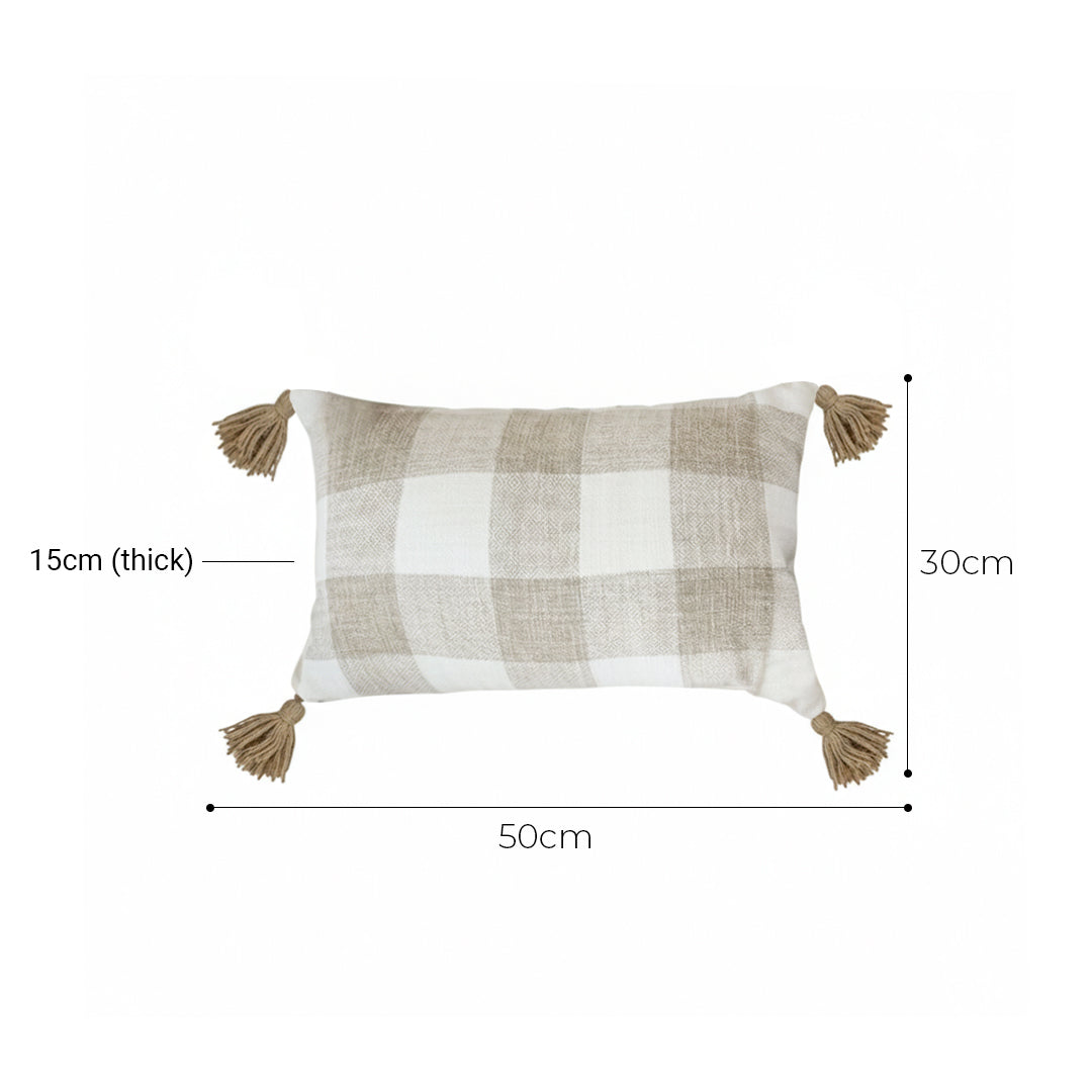 SOGA 30CM Pillow Lumbar Cover Decorative Plaid Farmhouse Cushion Throw Pillow