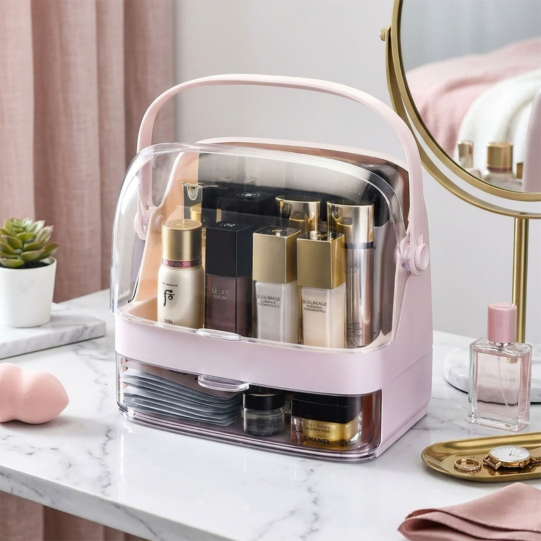 2 Tier Pink Countertop Makeup Storage Organiser