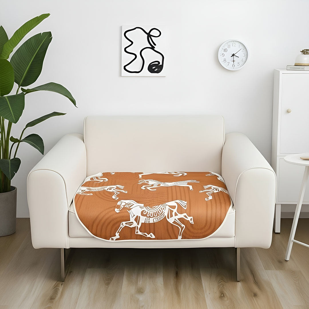 SOGA One-Seater Orange Horse Print 90x90cm Throw Blanket Sofa Cover