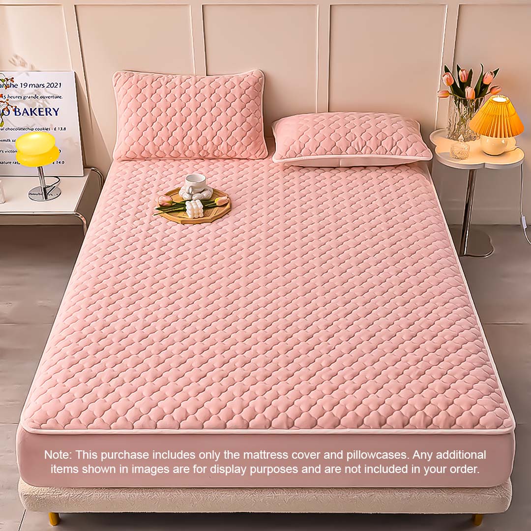 153cm Pink Wide Mattress Cover Clover Design