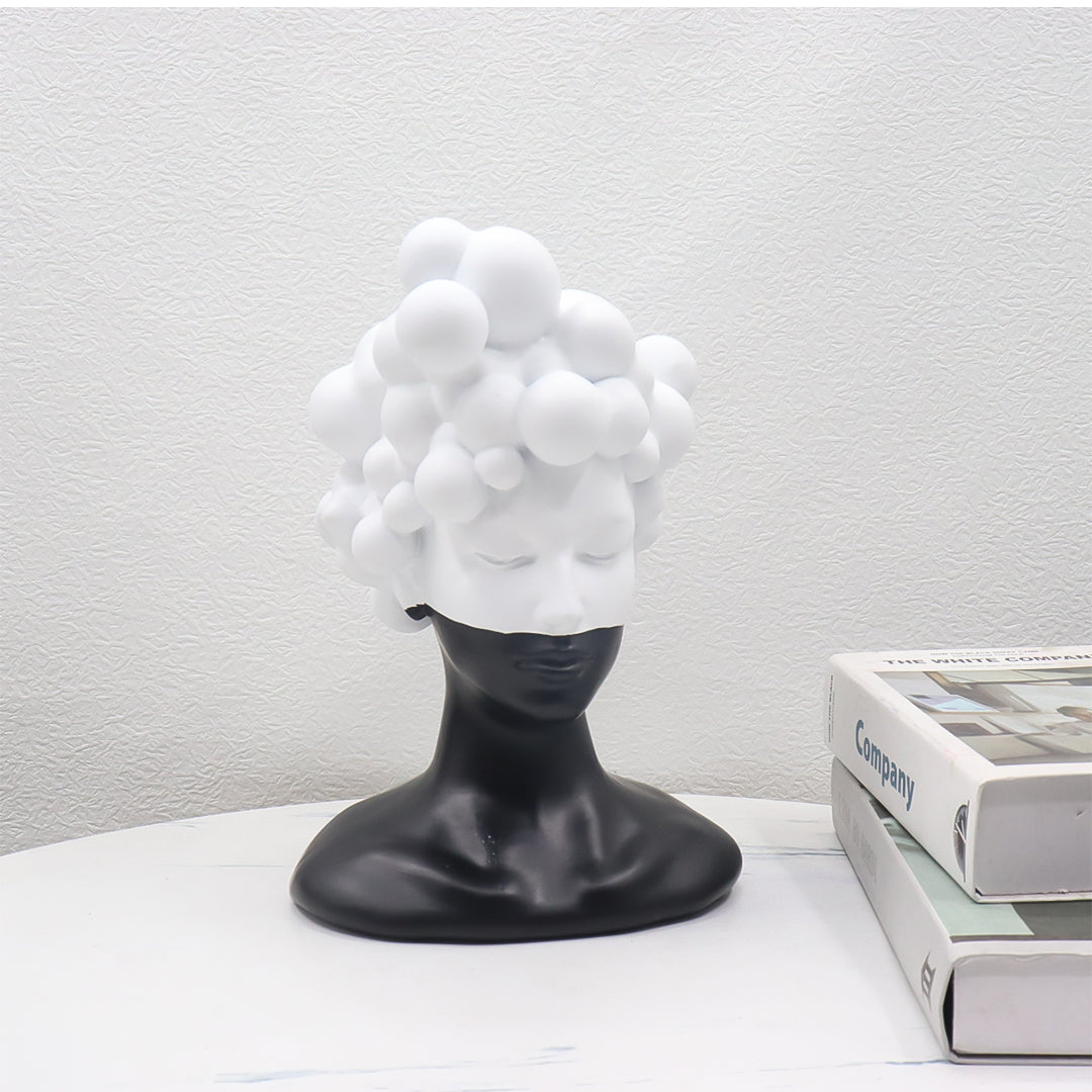 SOGA 49cm Bubble Head Resin Bust – Artistic Black White Accent
