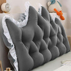 SOGA 2x90cm Crown Pillows Tufted Charcoal Headboard Cushion Set