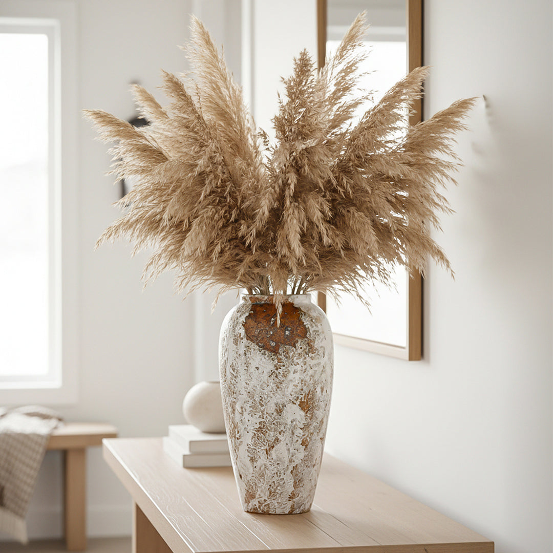 SOGA 35x17 Gradient White Large Ceramic Flower Vase Elegant Living Room Home Decor