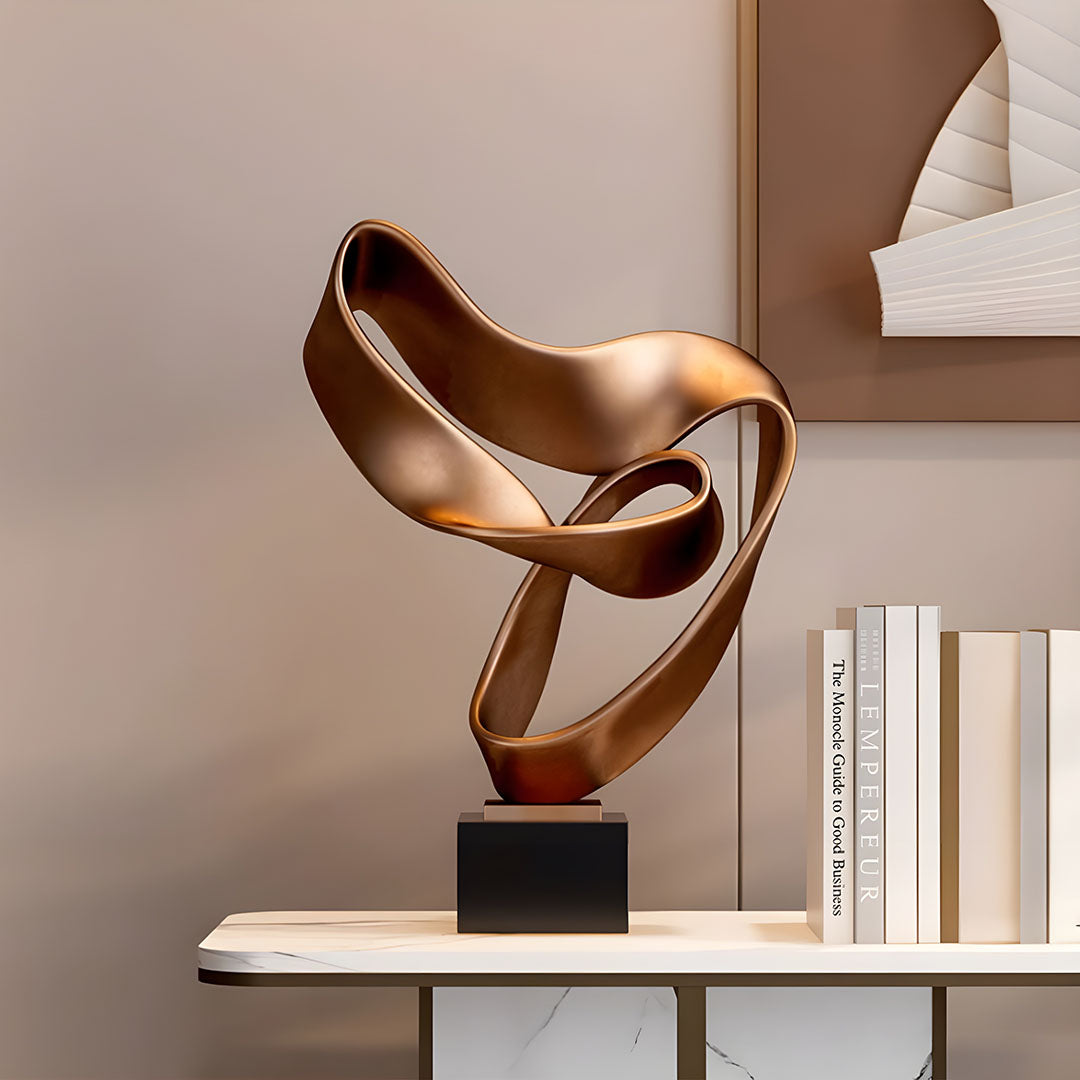 SOGA 45cm Bronze Ribbon Sculpture – Home Décor