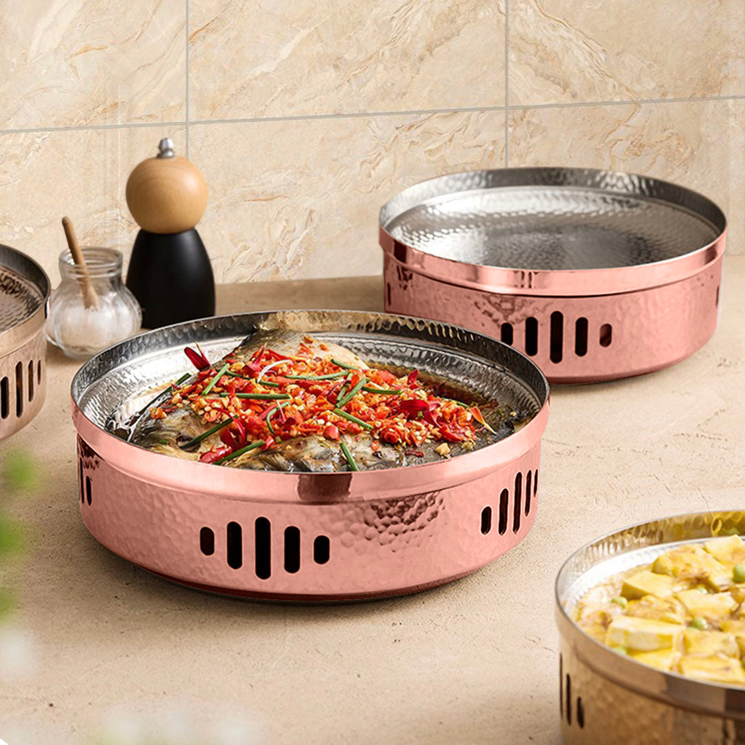 28cm Rose Pink Hammered Dry Pot for Kitchen