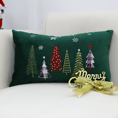 30cm Throw Pillow Dark Green Christmas Forest