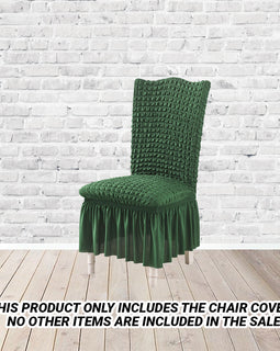 Dark Green Chair Cover Seat Protector with Ruffle Skirt