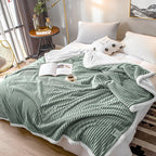 Light Green Throw Blanket Warm Cozy Double Sided