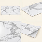 SOGA Peel & Stick Floor and Wall Tiles 30 x 60cm 10 Pack White Grey Faux Marble