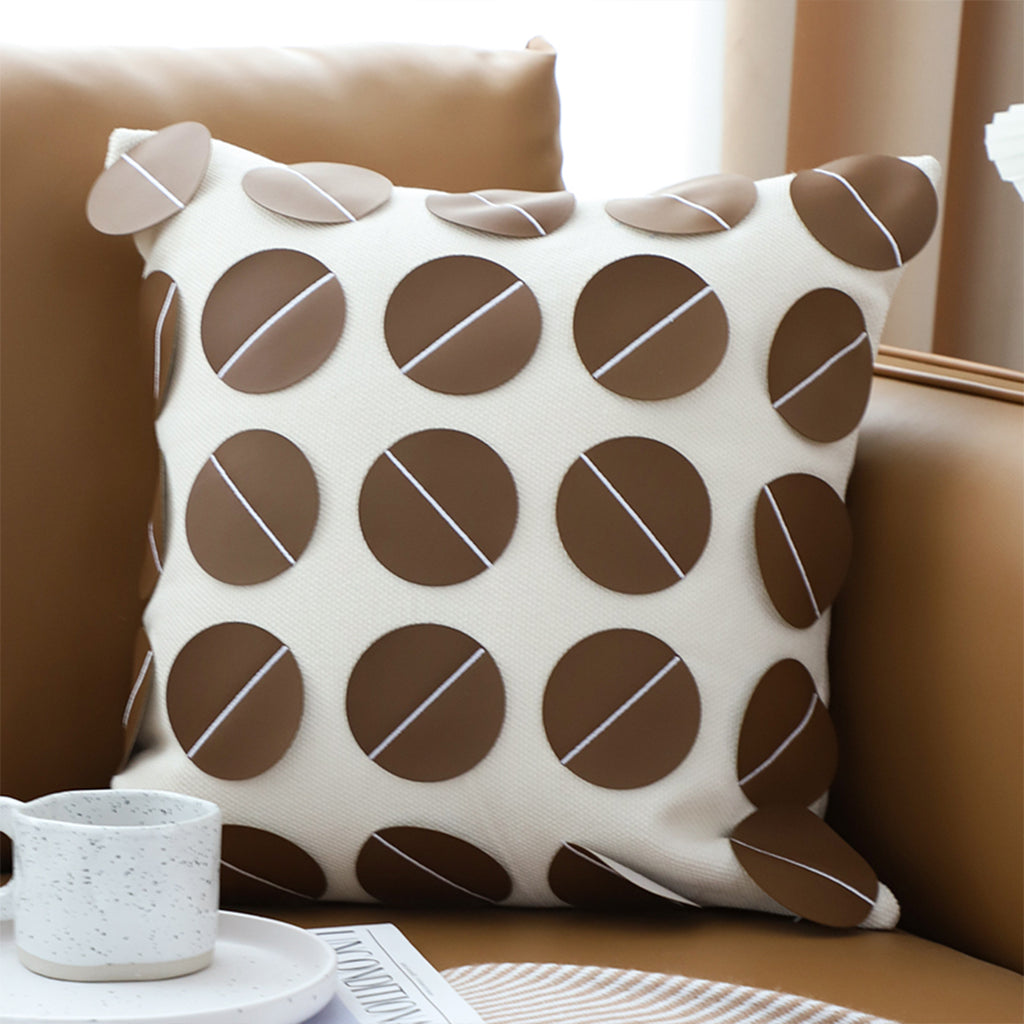 45cm Brown Leather Square Pillow