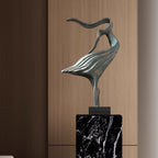 SOGA 65cm Grey Modern Abstract Dancer Sculpture with Black Base for Home Décor