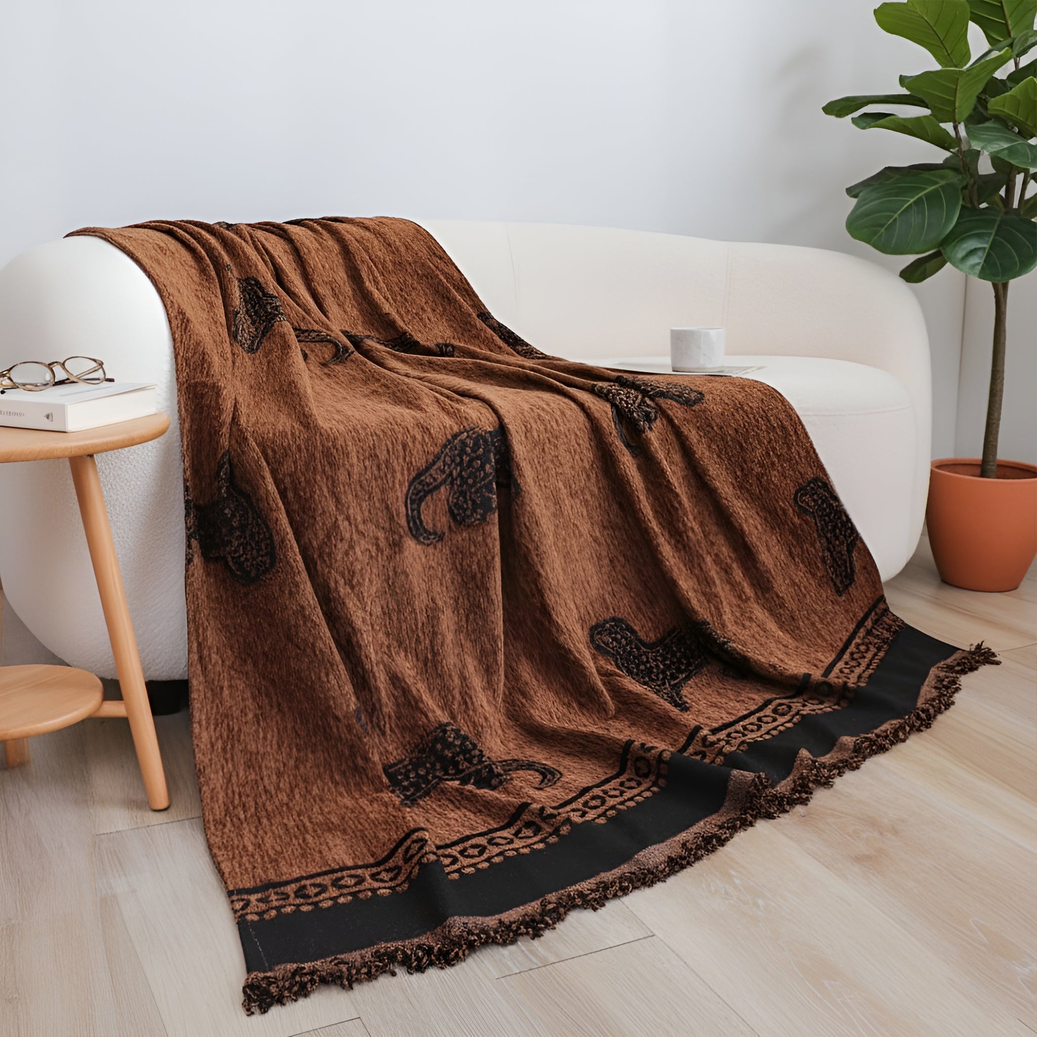 SOGA One-seater Brown Sofa Cover Leopard Print 130x180cm Polyester