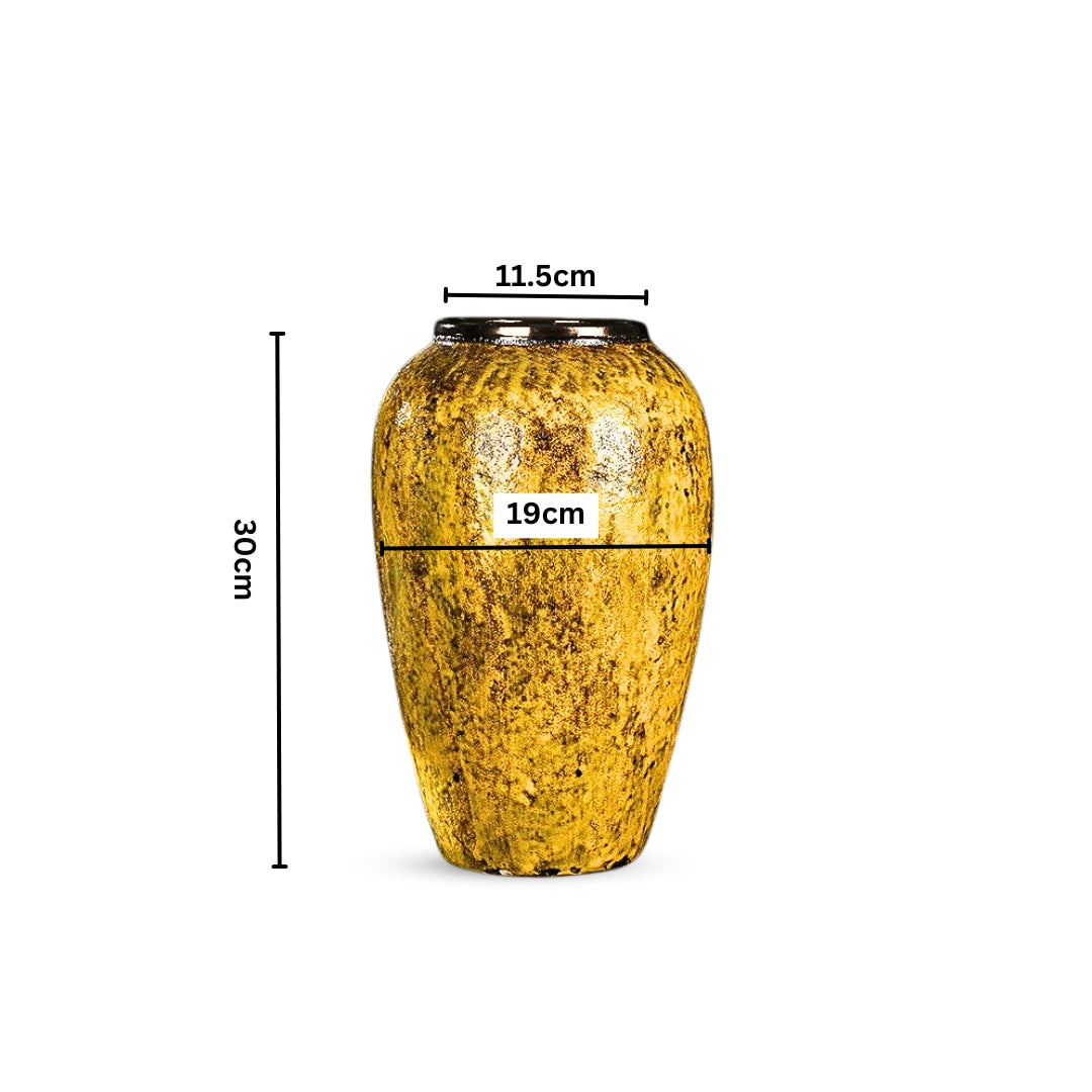 30x19cm Yellow Medium Ceramic Flower Vase Elegant Living Room Home Decor