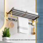 63cm Wall-Mounted Double Pole Towel Holder with Hooks