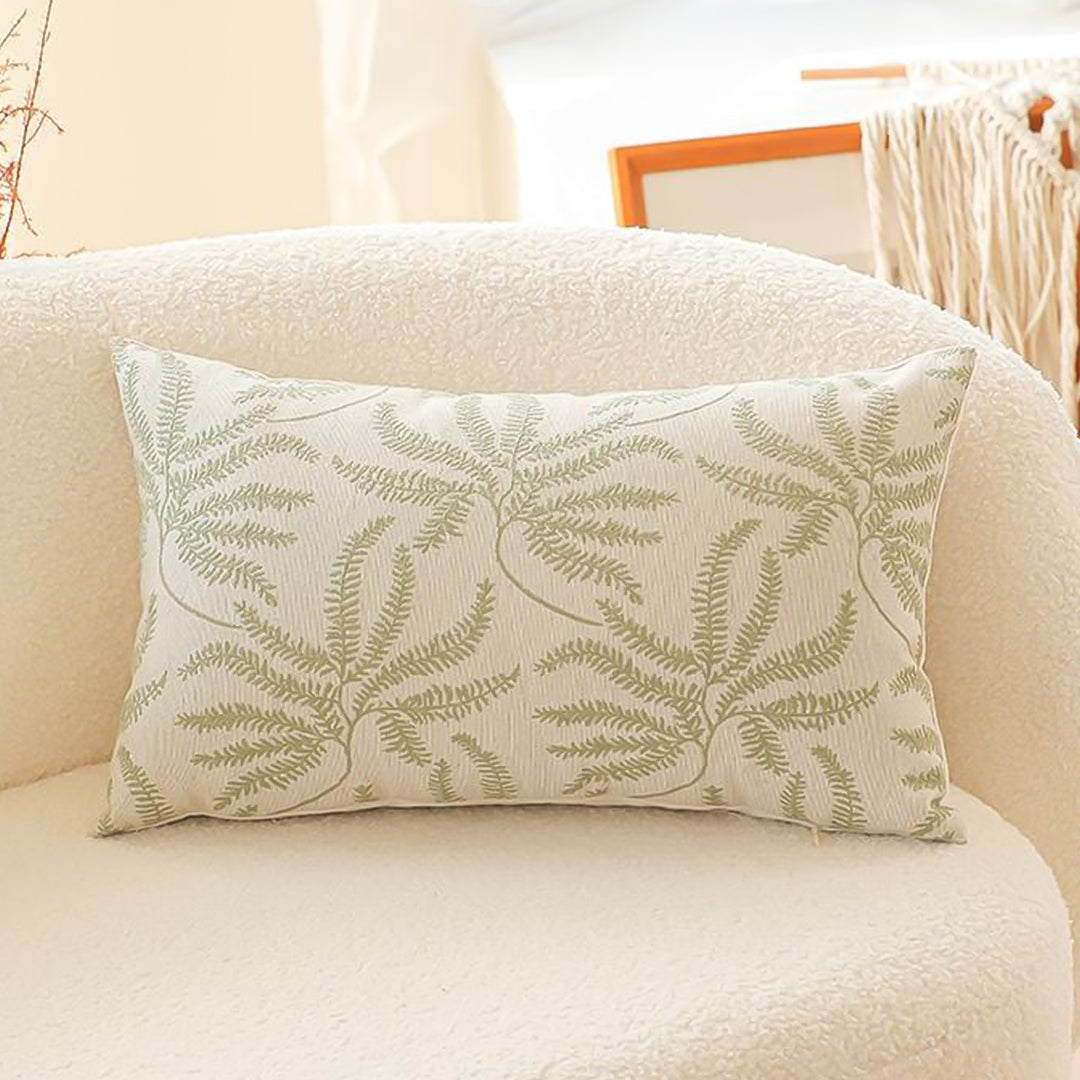 SOGA 2X 35cm Botanical Green Fern Leaf Embroidered Throw Pillow