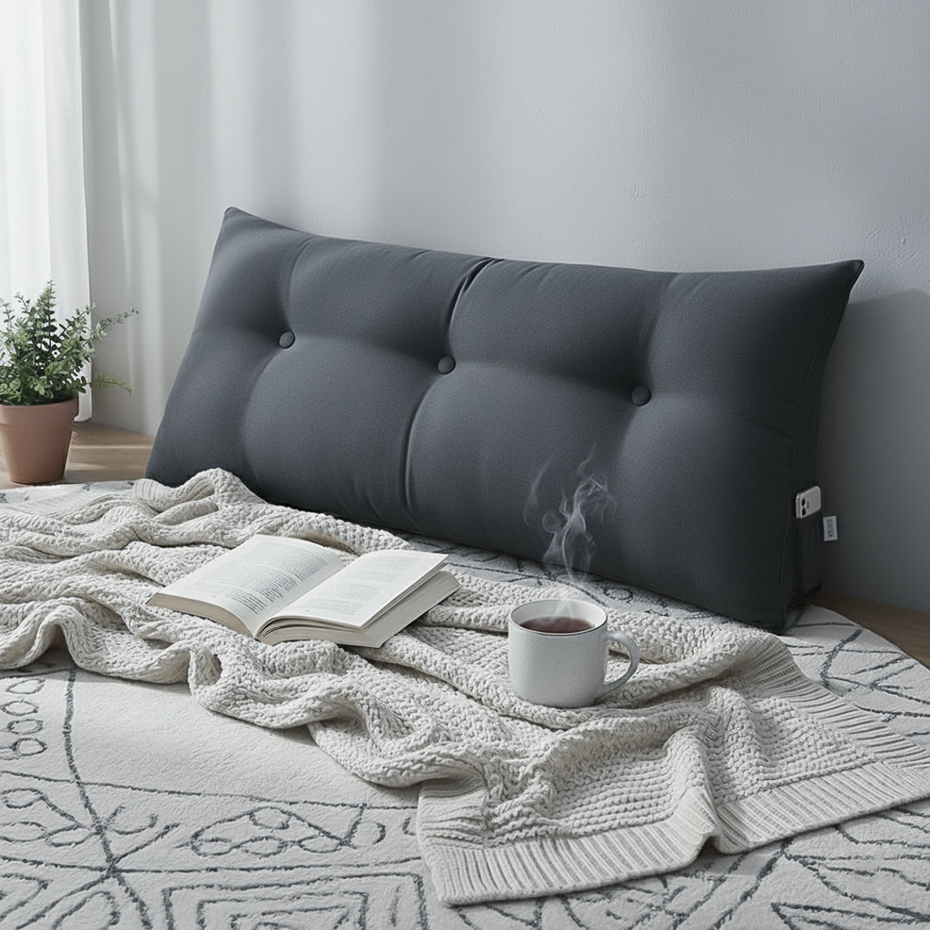 Soga 100cm Dark Grey Triangular Wedge Bed Pillow Headboard  Home Decor