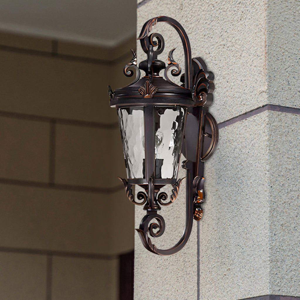 Vintage Lantern 70cm Aluminum & Glass Wall Light Classic Lantern