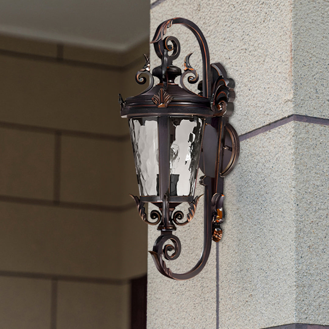 Vintage Lantern 70cm Aluminum & Glass Wall Light Classic Lantern