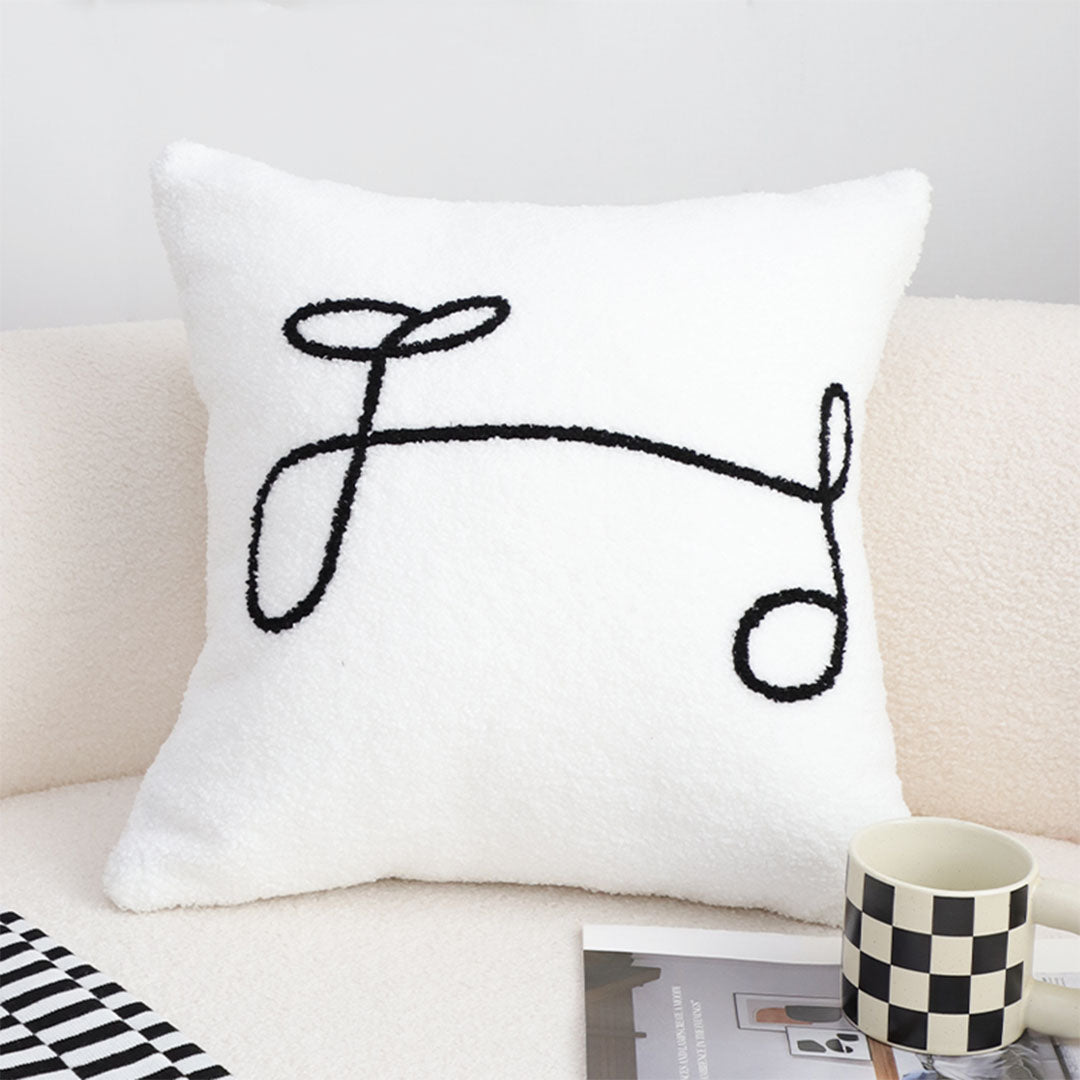 SOGA 45cm Minimalist White Script Letter Embroidered Throw Pillow
