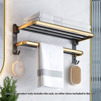 62cm Wall-Mounted Double Pole Towel Holder with Hooks