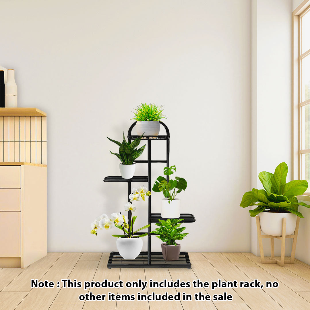 4 Tier Black Metal Plant Flowerpot Display Rack
