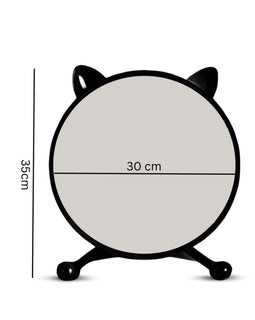 SOGA 30cm Black Smart Makeup Bedroom Table Mirror Cat Ear Style No LED Light