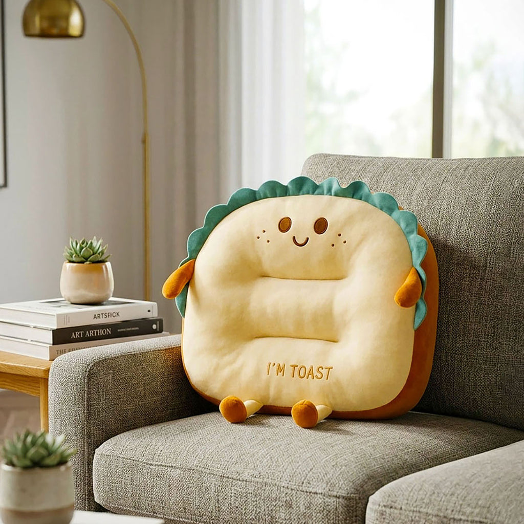Smiley Face Toast Bread Cushion