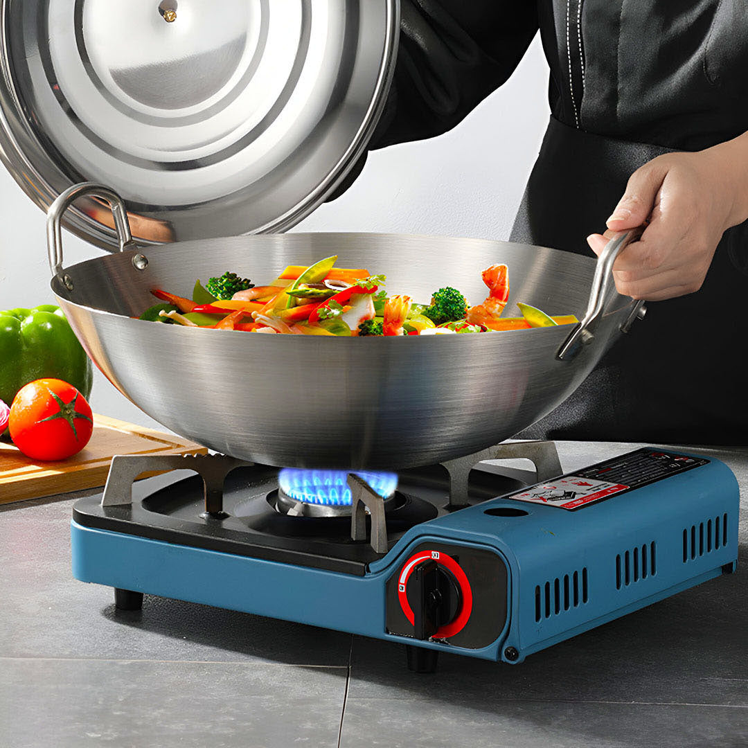 43cm Stainless Steel Kitchen Cooking Wok with 2 Sturdy Handles