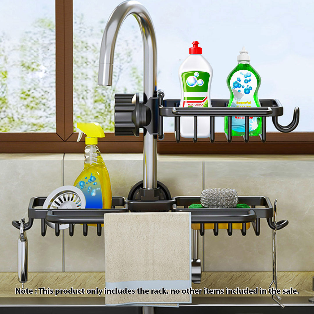 Black Kitchen Sink Faucet Organiser with Towel Bar Holder