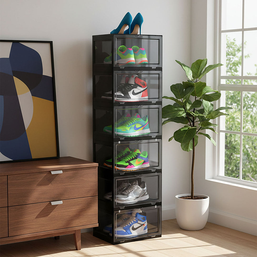 6 Tier Black Shoe Organiser