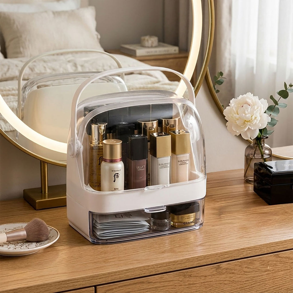2 Tier White Countertop Makeup Storage Organiser