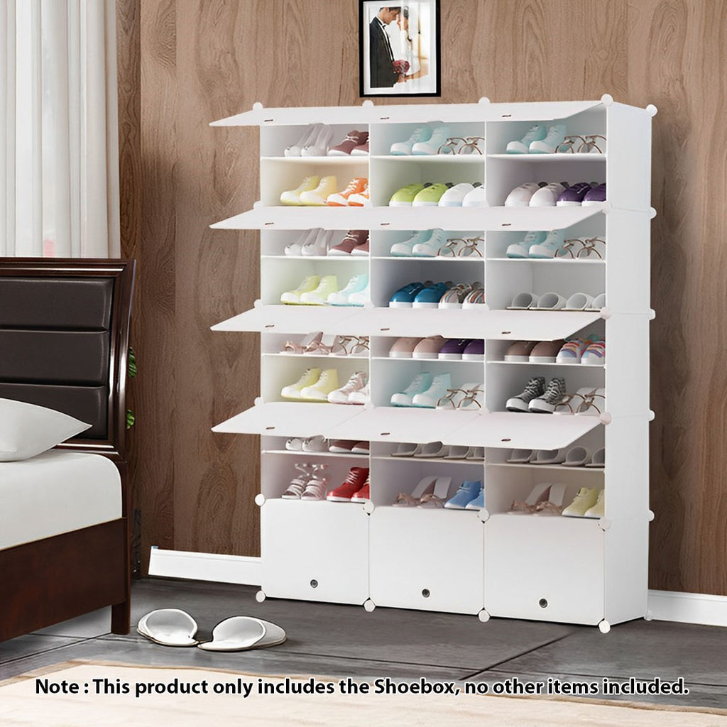 9 Tier 3 Column White Shoe Rack Organizer