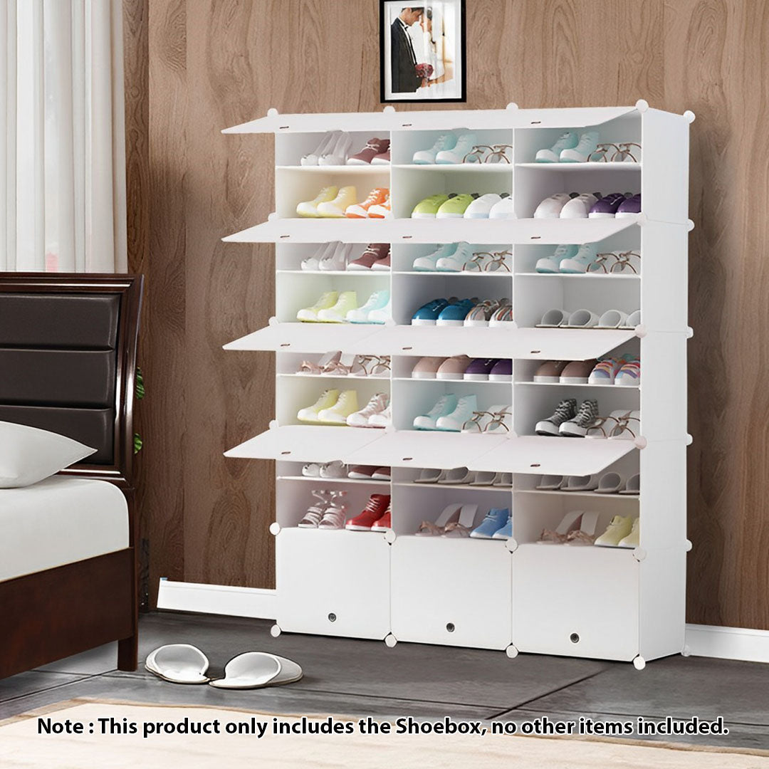 9 Tier 3 Column White Shoe Rack Organizer