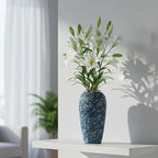 35x17cm Blue with White Mini Floral Large Ceramic Flower Vase