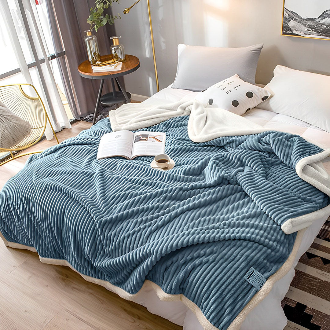 Blue Throw Blanket Warm Cozy Double Sided