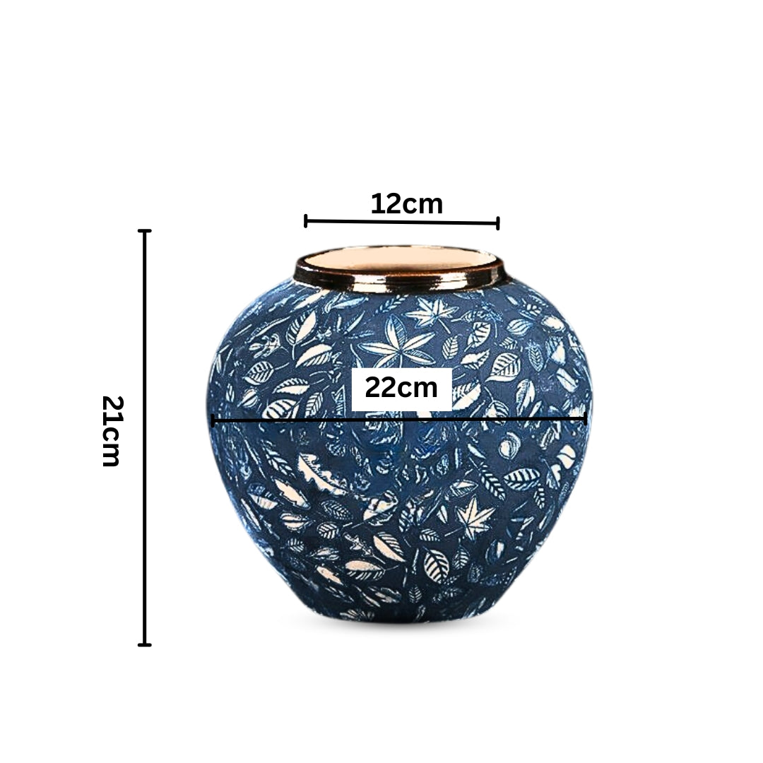 21x22cm Blue Small Ceramic Flower Vase Elegant Living Room Home Decor
