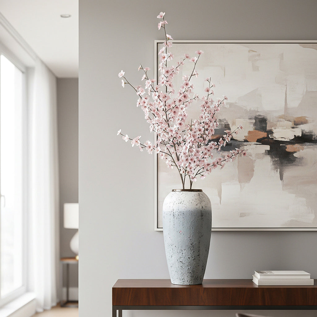 SOGA 35x17cm White and Grey Large Ceramic Flower Vase Elegant Living Room Home Decor