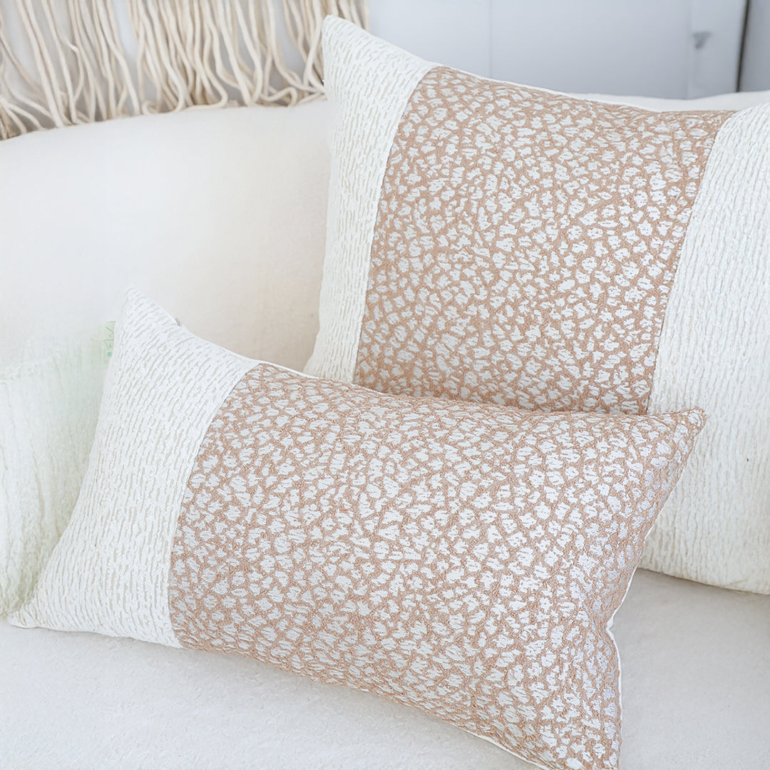 SOGA 2X 35cm Contemporary Beige Two-Tone Block Design Throw Pillow
