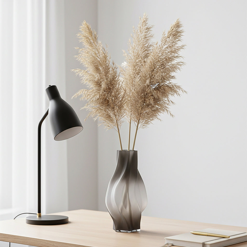 SOGA 33cm Glass Vase Grey with Beautiful glass Bubble Texture Art Vases