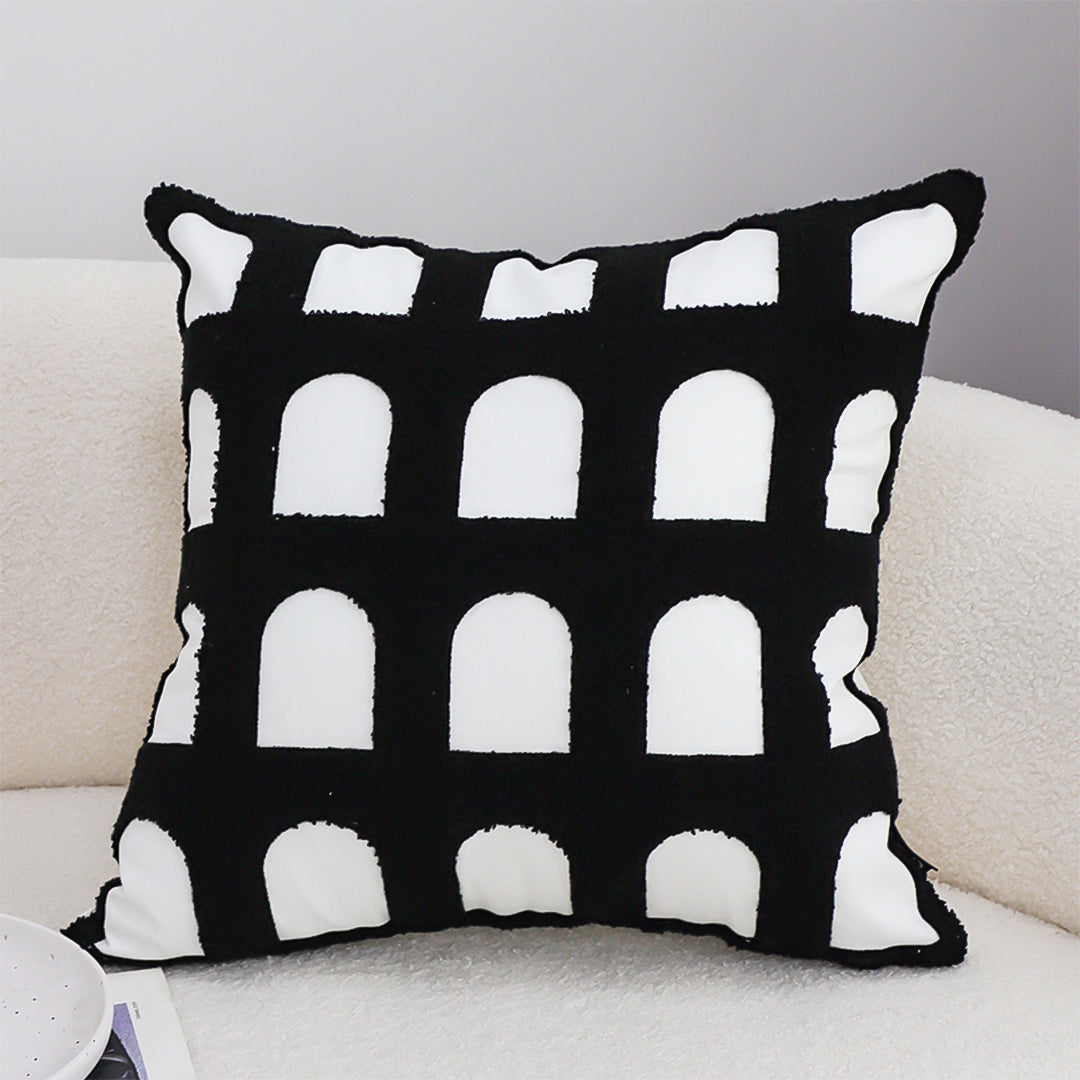 SOGA 2X 45cm Contemporary Black White Arch Pattern Throw Pillow