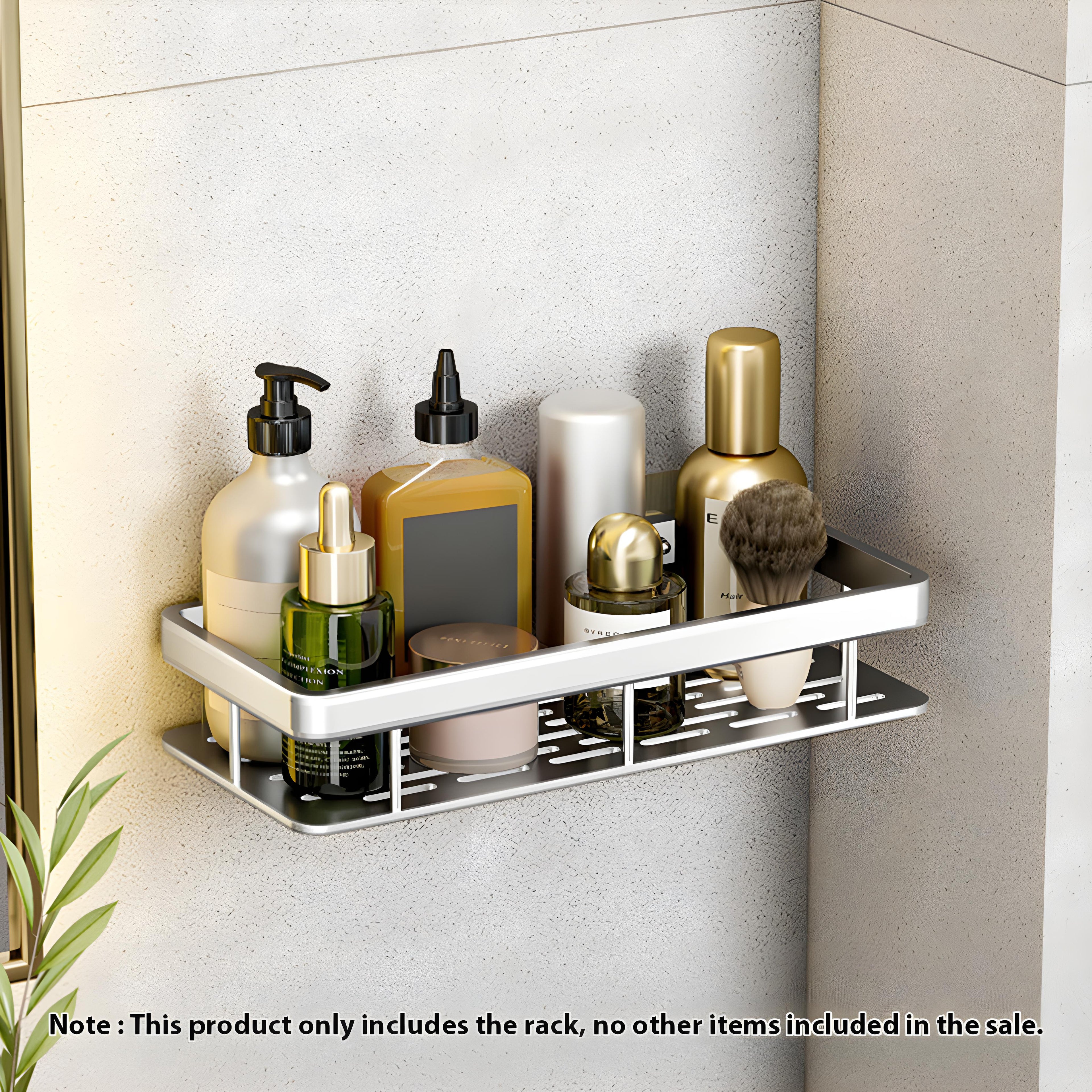 Silver Wall-Mounted Rectangular Bathroom Rack