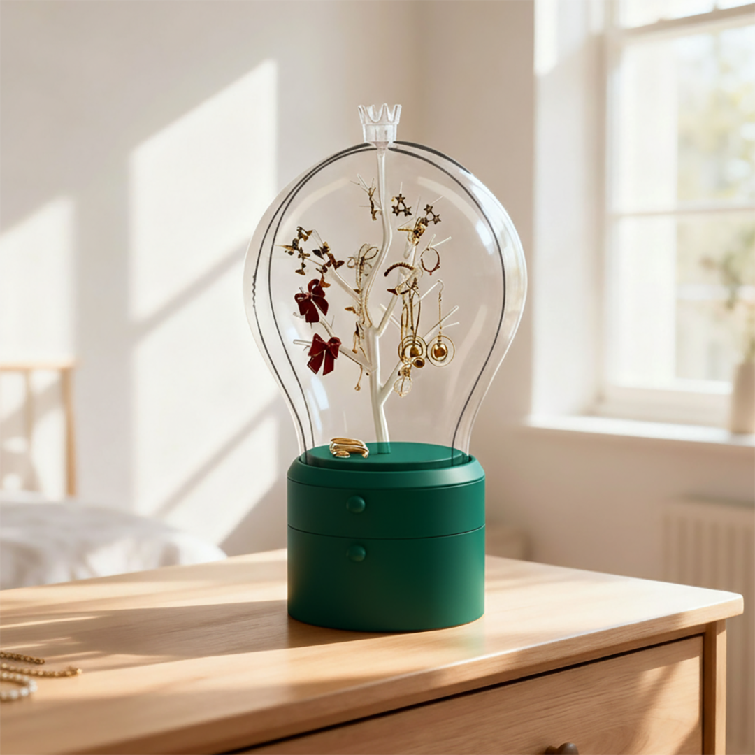 Green 360 Degree Rotating LED Light  Jewelry Storage Organiser