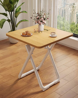 80cm Wood Color Board Square Table with White Legs